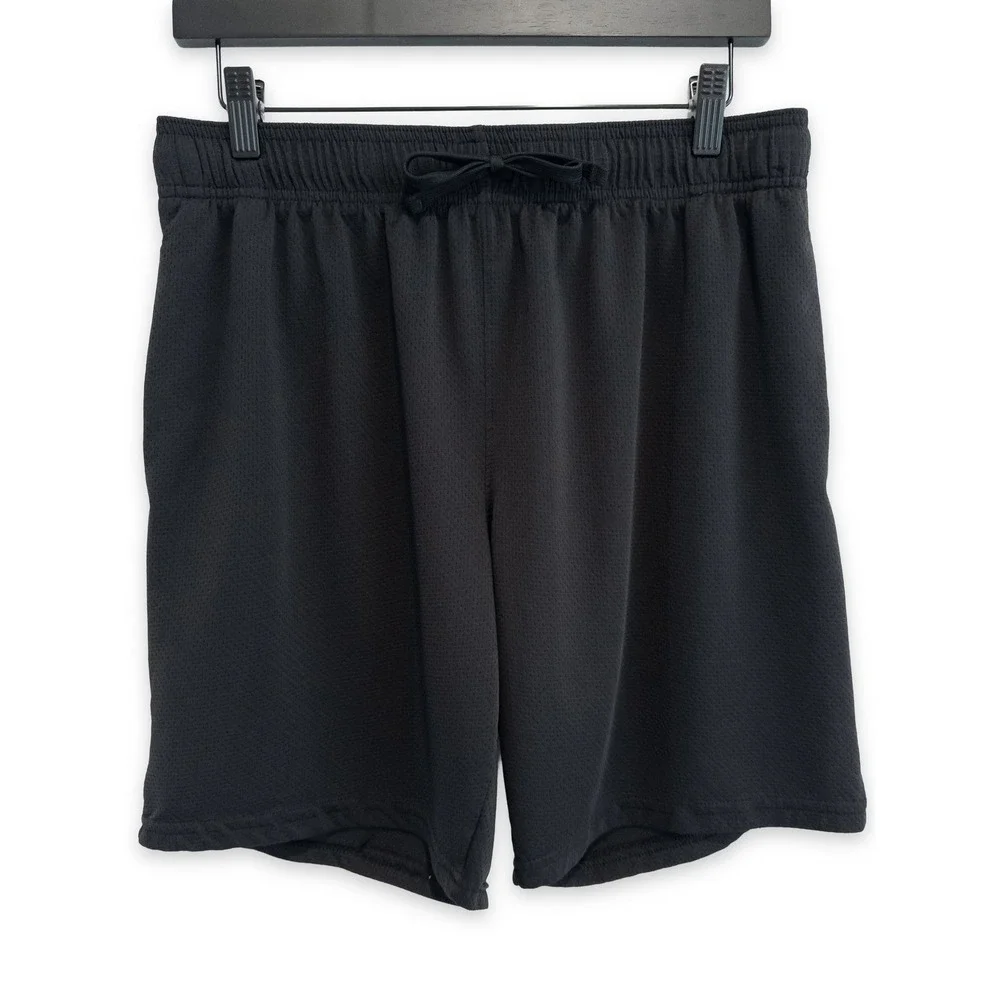 Athletic Works Basketball Shorts Mens Medium Black Mesh Drawstring Activewear